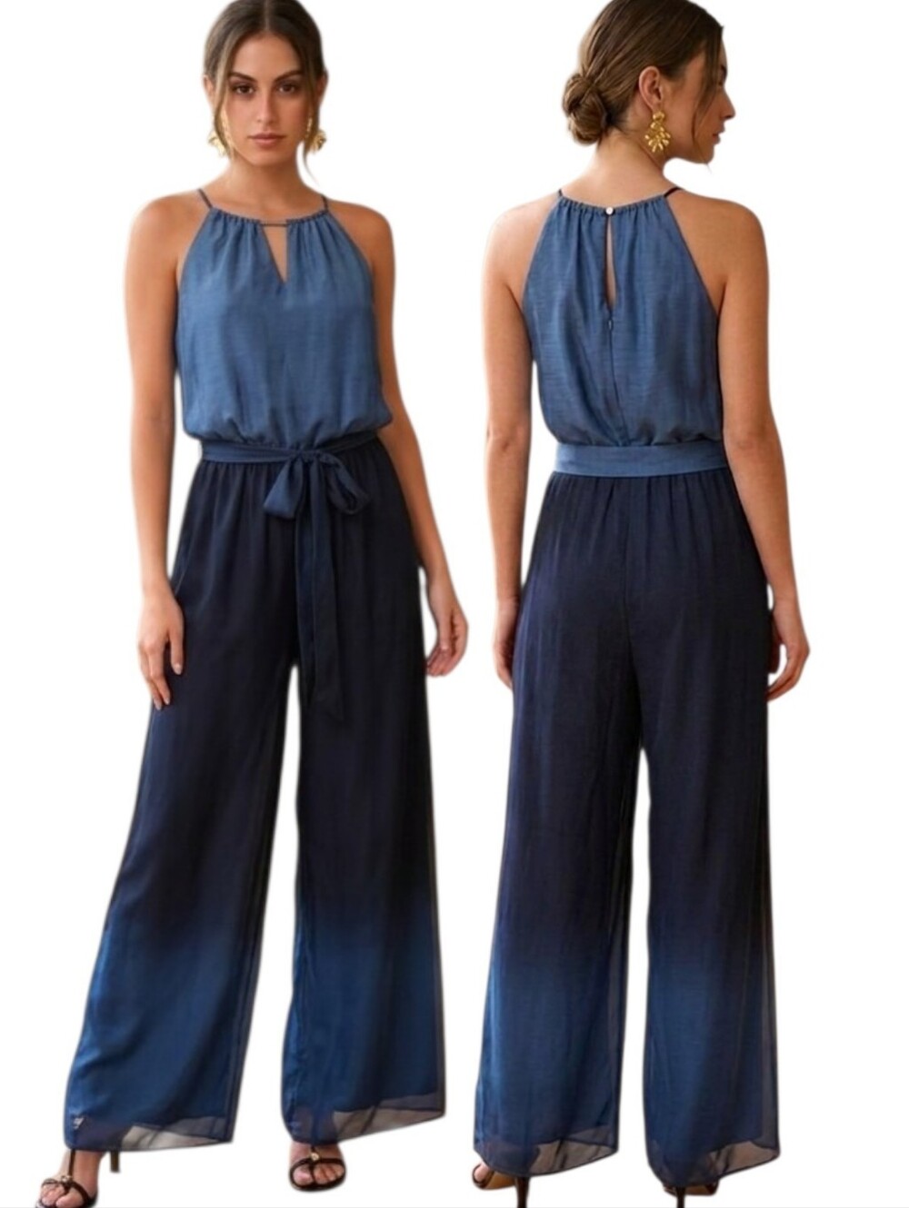 TAHARI ASL Chiffon Ombre Jumpsuit - Size 8